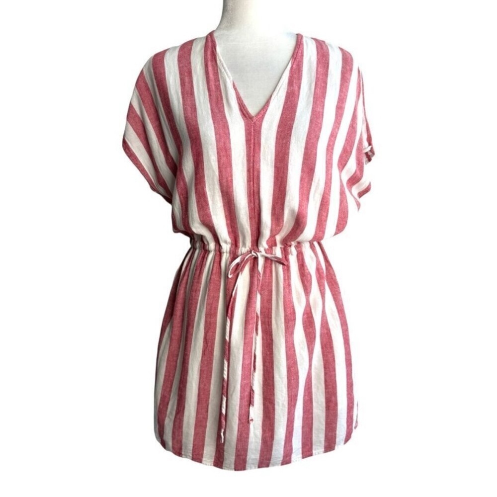 RAILS Seville Stripe Wren Dress Linen-Blend Pockets Mini Relaxed Women's Size M - Picture 2 of 10